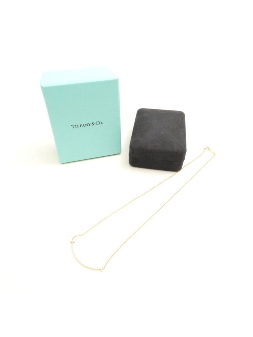 Tiffany & Co T Smile Pendant Yellow Gold Diamond Small Necklace